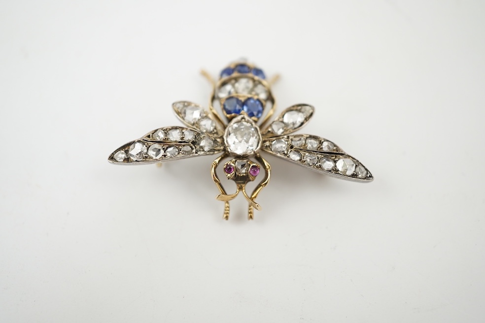 A Victorian sapphire and diamond brooch, late 19th century